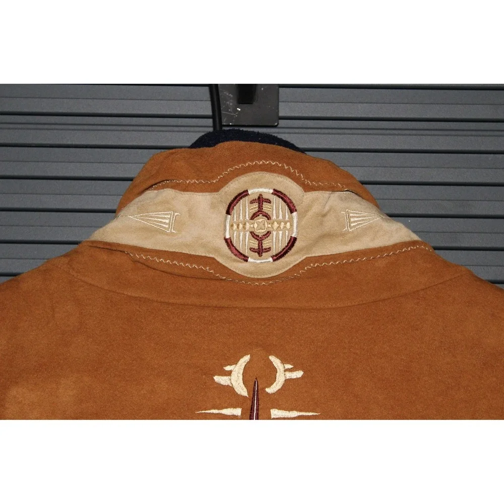 Bogner Jacket Mens XL Brown Navy Blue Fleece 1/4 Zip Western Southwestern VTG